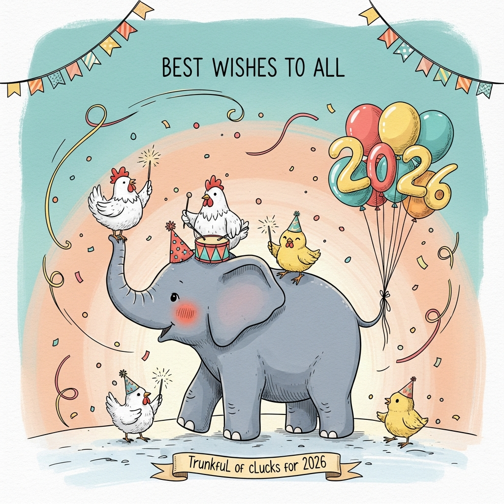 Hand-drawn Illustrations New Year Cards - Silly Robot Cards