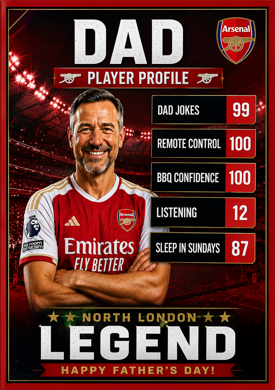 Arsenal Player Profile Dad Father's Day card preview