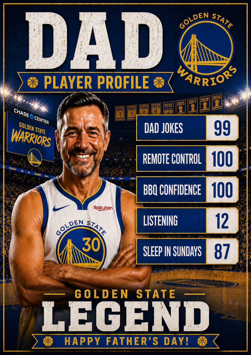 Golden State Warriors Player Profile Dad Father's Day card preview