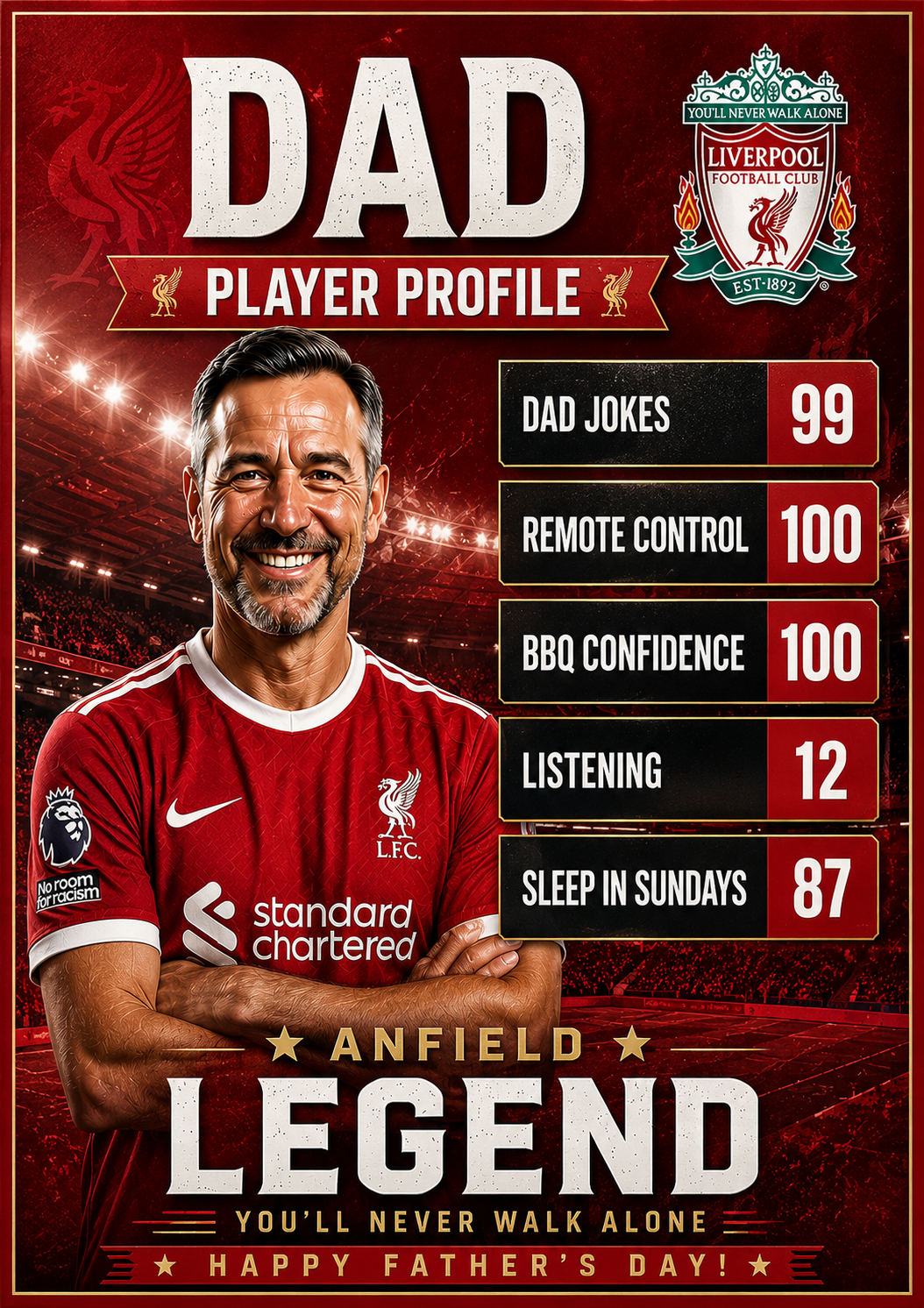 Liverpool Player Profile Dad Father's Day card preview