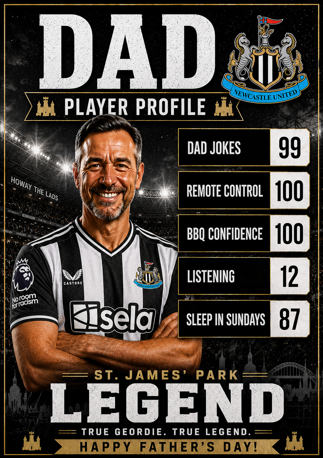 Newcastle Player Profile Dad Father's Day card preview